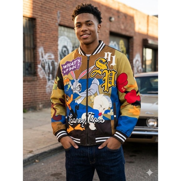 Southpole Looney Tunes Bomber Jacket Mens L Multicolor New Varsity Streetwear